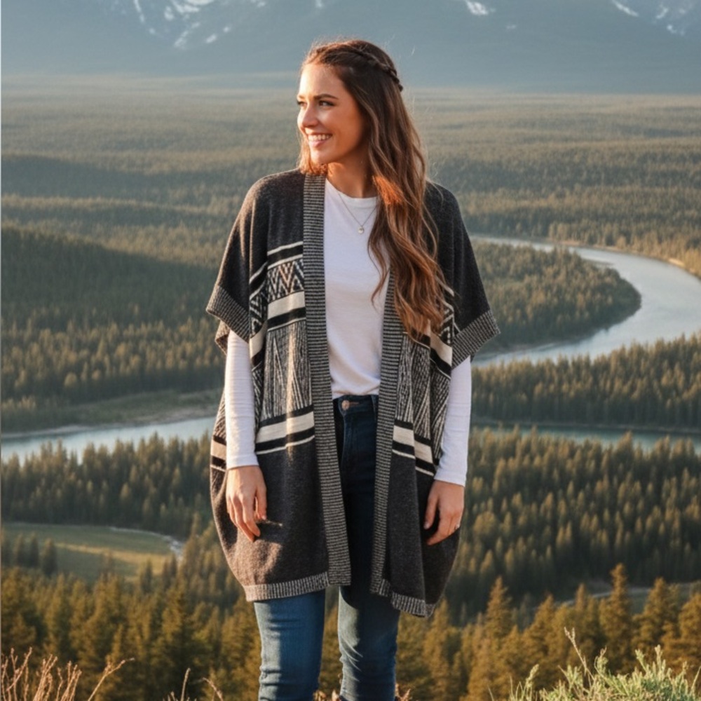 Eddie Bauer southwestern/aztec open cardigan shrug  S/M